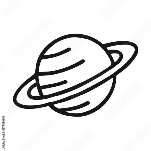 Minimalist Saturn Planet Icon Vector - Astronomy and Solar System Symbol