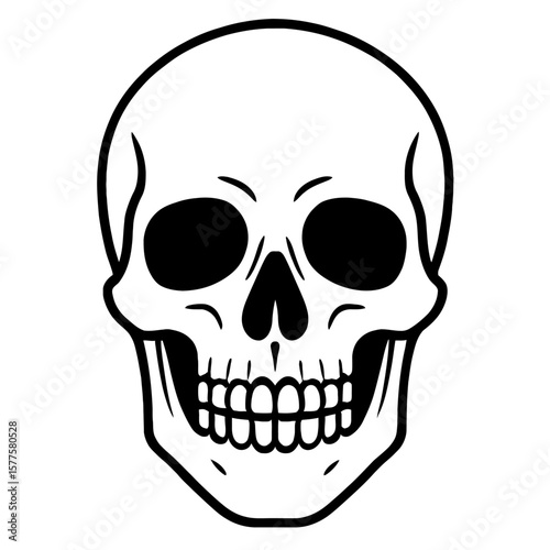 Detailed Human Skull Head Icon Vector - Anatomy and Mortality Symbol