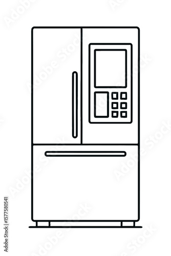 Modern Smart Refrigerator Appliance Icon Vector - Connected Kitchen Technology