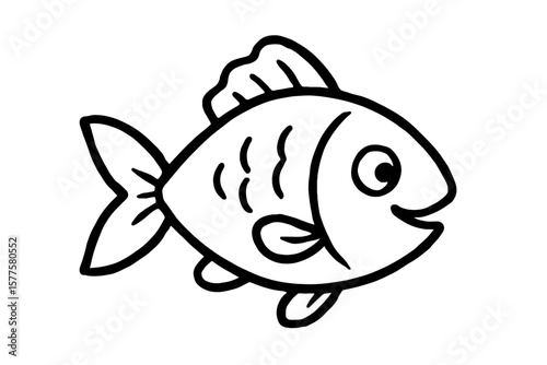 Adorable Cartoon Fish Icon Vector - Aquatic Animal Illustration