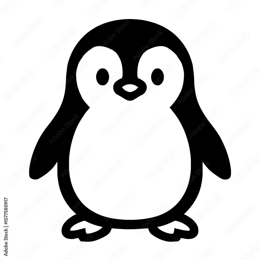 Fototapeta premium Cute Penguin Cartoon Icon Vector - Adorable Antarctic Bird Graphic