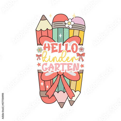 Kindergarten Vibes – Fun Graphic for Kids & Teachers, Hello Kindergarten – Cute Back to School SVG, First Day of School T-Shirt Design