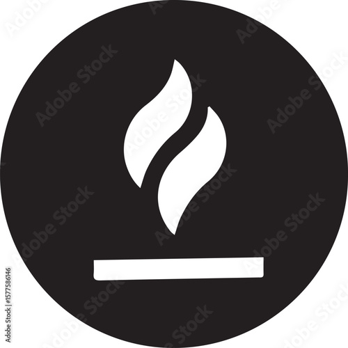 Print Abstract Fire Flame Icon in Circle
