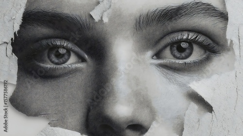 Close Up Face Through Paper Art