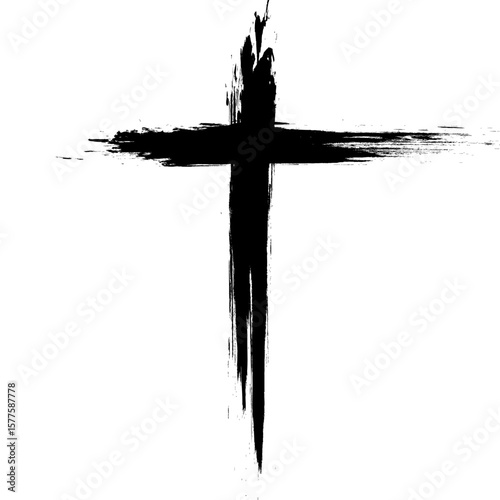 Black blotted cross. Vector illustration