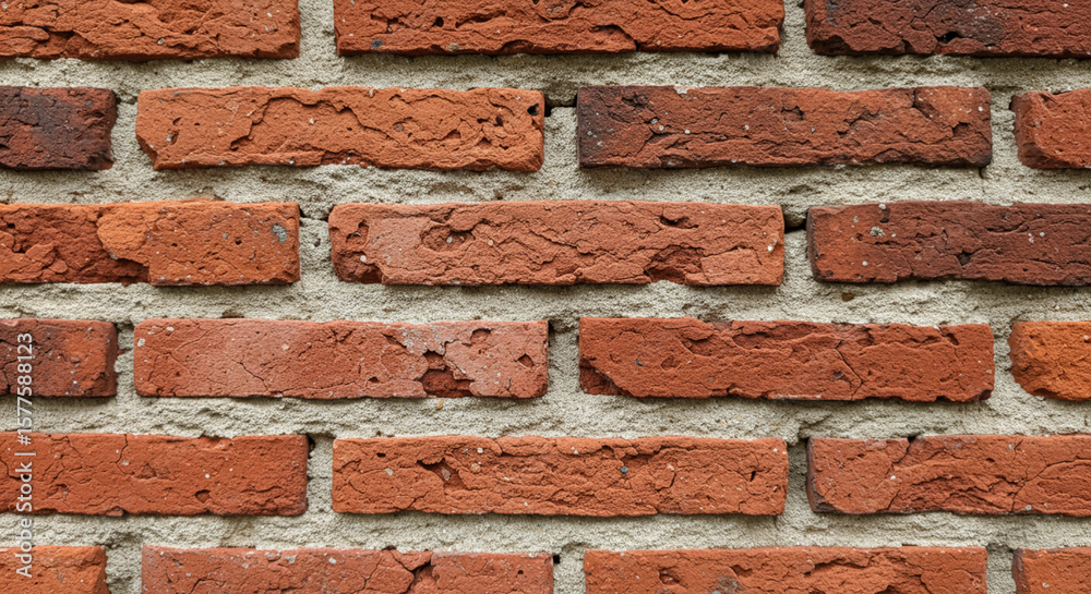 Fototapeta premium Close-up view of a brick wall, showcasing the texture and construction.