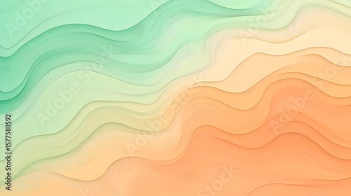 Abstract Pastel Wave Background Green Orange