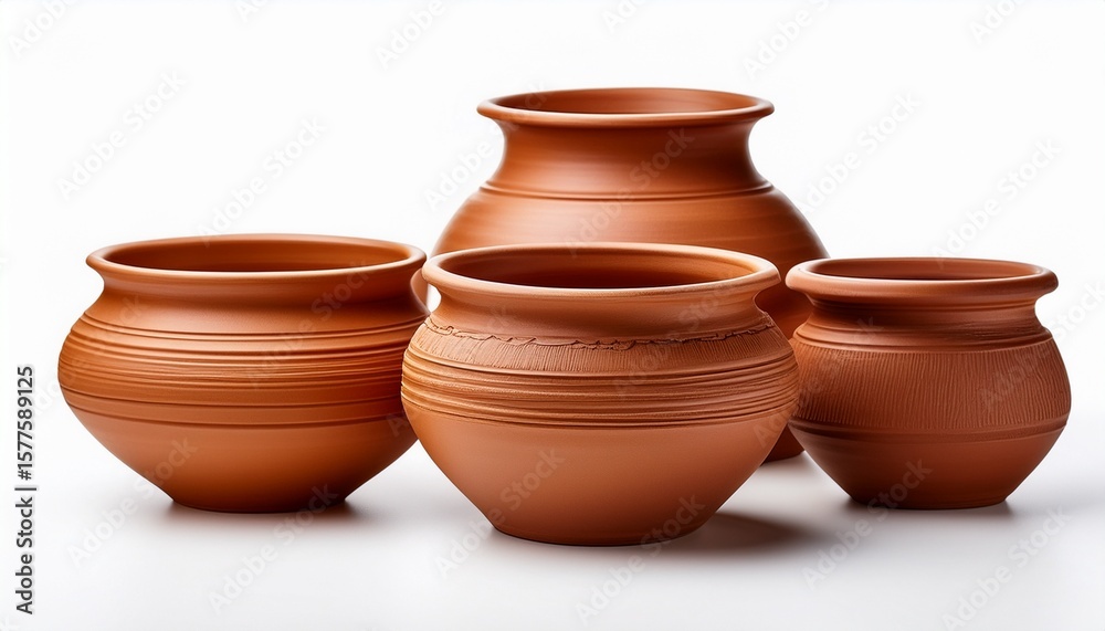 clay pots on white background clay pots on white background