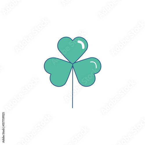 A stylish, minimalist illustration of a green shamrock, a symbol of good luck and fortune