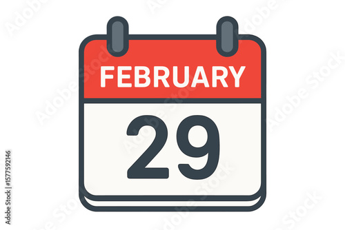 February a vector flat daily calendar icon representing date and time, day, and month, also indicating a holiday