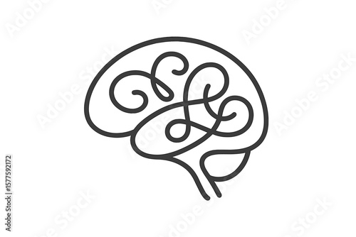 A minimalist brain design silhouette, hand-drawn in a simple style, serves as the basis for a unique logo