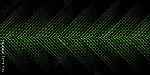 3D illustration of regularly spaced green neon coloured lines on a jet black background patterns shapes and designs