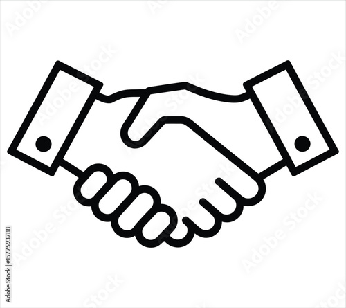 Minimalist Handshake Outline Icon Vector