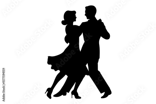 Elegant silhouette of a romantic couple dancing together in embrace representing love a couple dancing in a silhouette