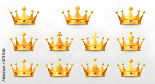 Luxury crown icons, Queen crown illustration, Crown logo elements, Royalty symbol icons, Gold crown pack, Decorative crown vector, Classic crown icons, Crown with jewels, Elegant crown illustrations, 