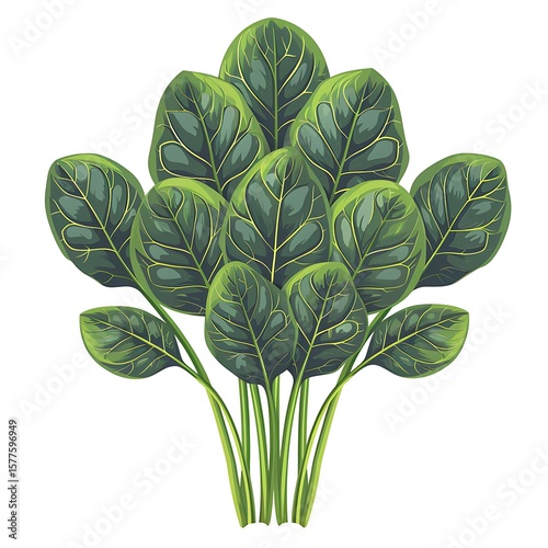 Nutritious spinach leaves detailed drawing high resolution picture
