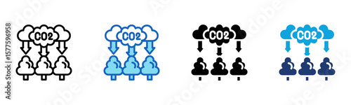 Emission Reduction icon Multi Style Vector Illustration