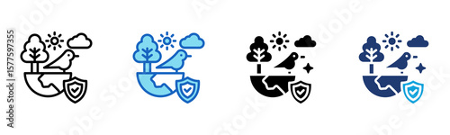 Biodiversity Protection icon Multi Style Vector Illustration