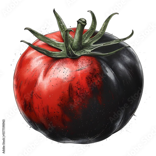 Retro styled tomato drawing healthy organic food high resolution photo