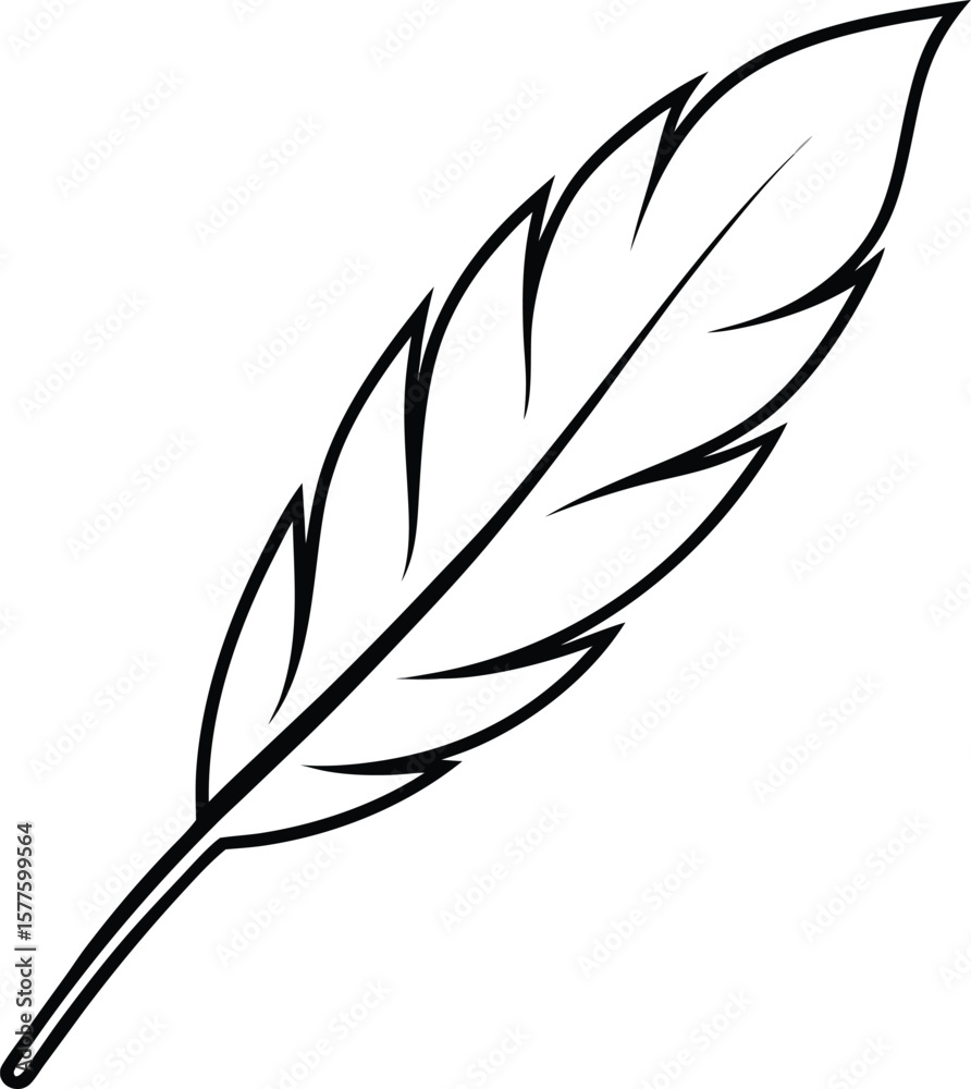 Obraz premium Single turkey feather line art vector illustration
