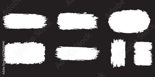 Set of paint brush stroke, ink splatter and artistic design elements. Ink splashes. Rough smears and stains. High quality manually traced. Drops blots isolated. Vector isolated elements set.