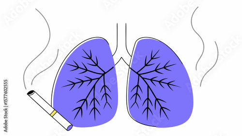 Lungs and Cigarette Smoke Concept for Health Risk Awareness Vector Design