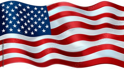 Waving American flag with rippling stripes and stars