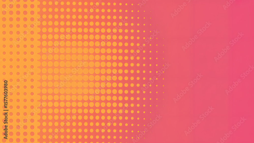 Fototapeta premium Retro halftone pattern shows dynamic gradient from yellow to pink that is ideal for design and graphic arts backgrounds.