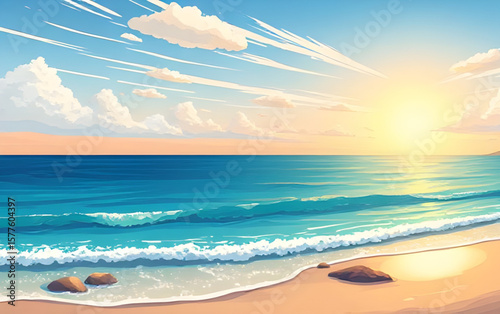 tropical beach, palm trees, beach landscape, tropical paradise, seaside view, ocean shoreline, sandy beach, turquoise water, tropical sunset, island beach, beach horizon, palm tree silhouette, beach v