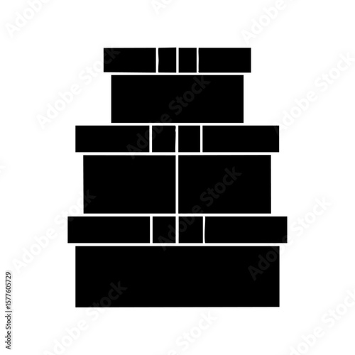 Three black boxes stacked delivery icon symbol. Suitable for logistics and shippingrelated designs, transportation concepts, or online shopping websites.