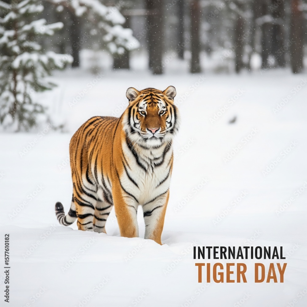 Obraz premium International Tiger Day Poster Design with Bold Typography