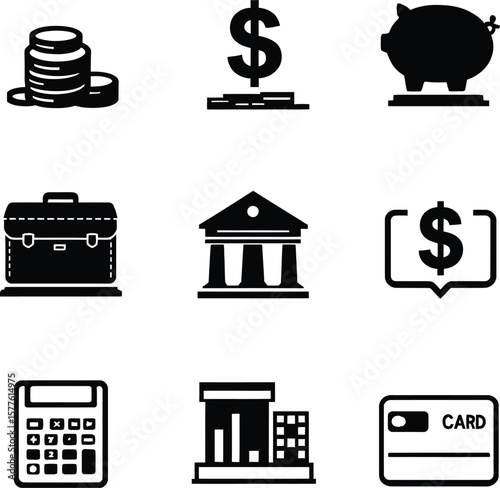 Finance and banking icons vector illustration for business investment and money management concept 100
