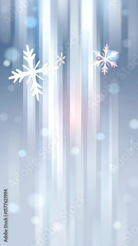 animation. Abstract winter background featuring soft blue tones, vertical lines, and delicate snowflakes, creating a serene and tranquil atmosphere for seasonal designs and projects