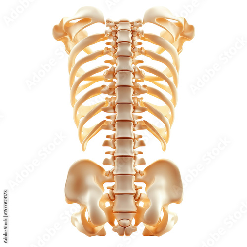 Human Backbone Bone Structure Anatomy Spine Vertebrae Rib Cage Healthcare on transparent background