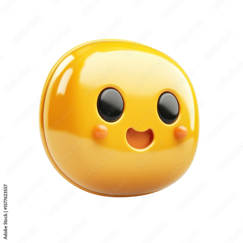 Fototapeta premium 3D Render Happy Smiley Face Emoji Joyful Expression Cheerful Character on transparent background