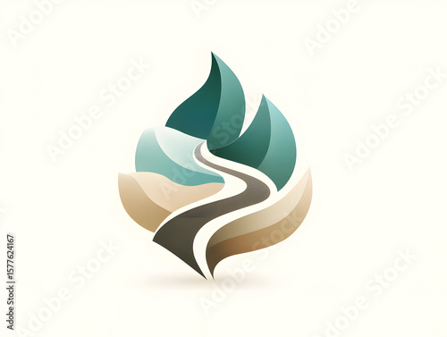 Abstract Winding Road Nature Landscape Design Vector Illustration