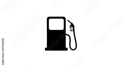 Silhouette illustration of a gas station pump with a nozzle on a white background