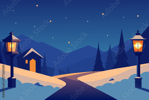 winter landscape with houses