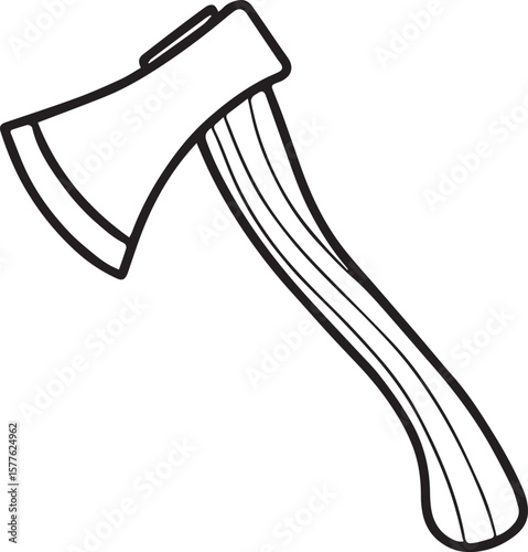 Woodcutter axe in line art vector 