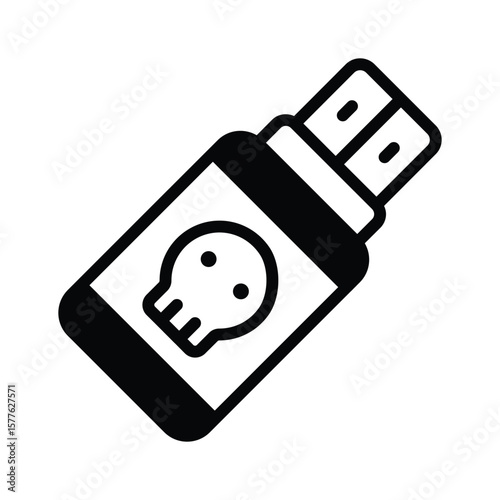 A premium glyph icon of malware USB detection