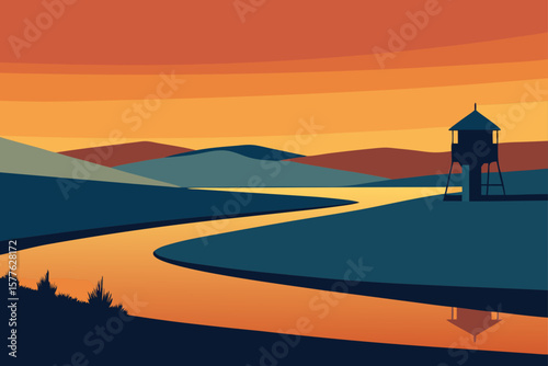 sunset on the mountain road