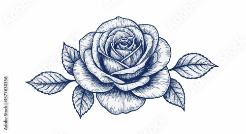 Rose porcelain decoration design (dark blue)