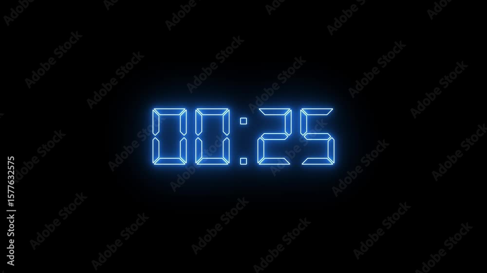 30 second countdown timer animation from 30 to 0 on a transparent background, countdown timer with alpha channel in 4k.