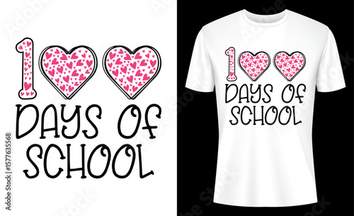 100 Days Of School Hearts T-shirt Design