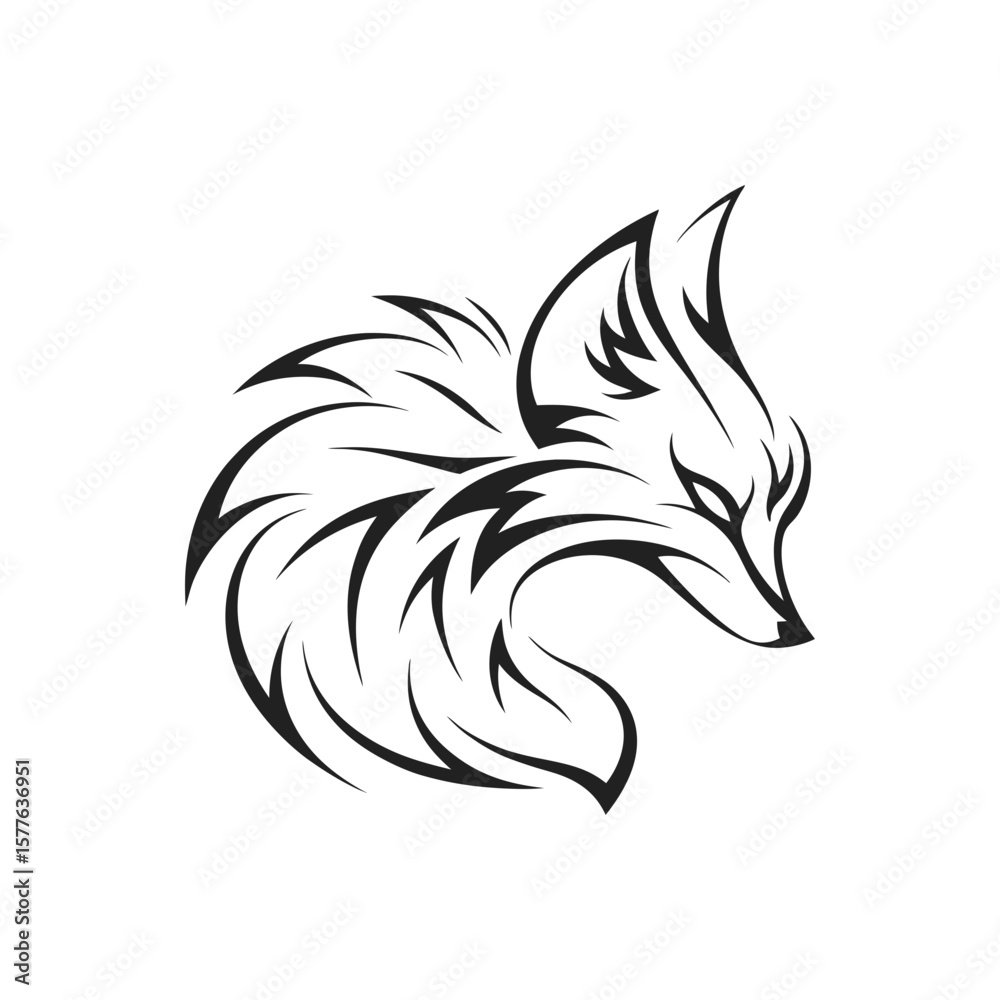 Obraz premium Tribal Fox Silhouette – Transparent Background