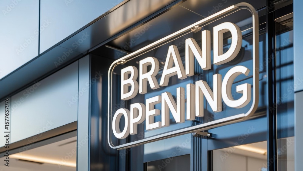 Obraz premium A modern glass storefront features a bright illuminated 