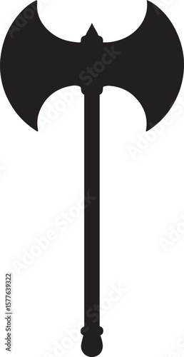 Minimalist Silhouette of Double-Headed Battle Axe Icon