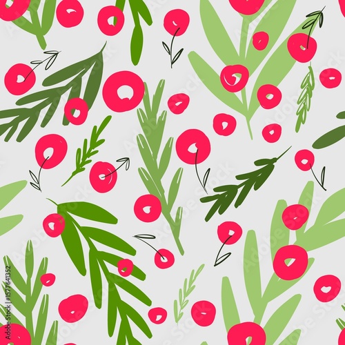 seamless pattern with cherries on white background 