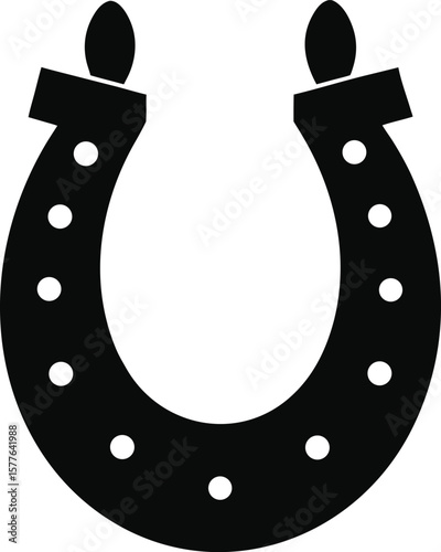 Vector illustration silhouette of horseshoe good luck symbol