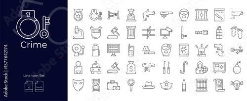 Crime Line Editable Icons set. Vector illustration in modern thin line style of Crime icons: crime, criminal, prisoner, etc